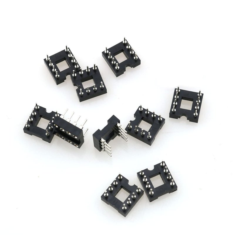 TAODAN IC Socket 10pcs 2.54 mm Pitch 8 Pins Round Hole Soldering DIP IC Socket Adaptor, Black - Image 1